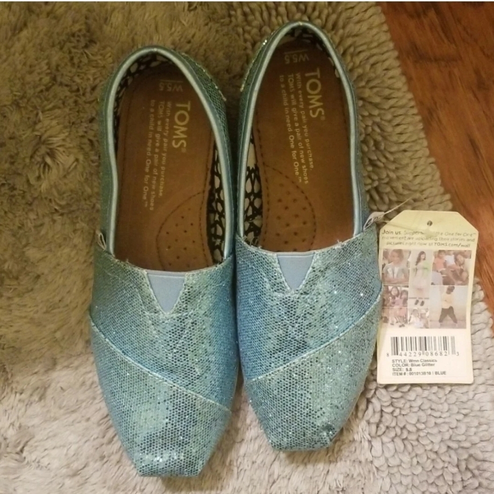 TOMS Women's Sparkling Blue Flats